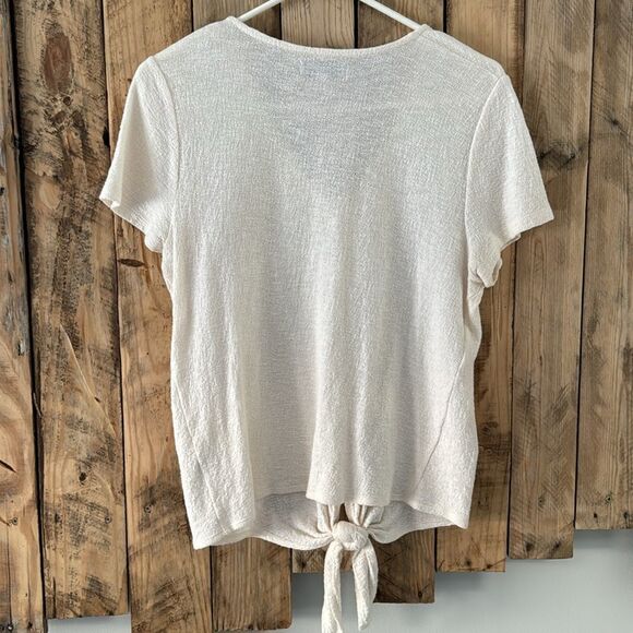 Madewell Texture & Thread Cream Modern Tie Front Top Size Medium - Picture 4 of 12